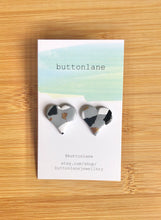 Load image into Gallery viewer, Black, White and Gold Terrazzo on shimmering grey - Hearts