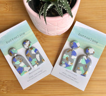 Load image into Gallery viewer, Purple, Mint Green, White and Gold Terrazzo on shimmering grey