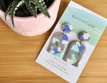 Load image into Gallery viewer, Purple, Mint Green, White and Gold Terrazzo on shimmering grey