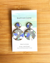 Load image into Gallery viewer, Purple, Mint Green, White and Gold Terrazzo on shimmering grey