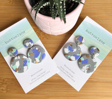 Load image into Gallery viewer, Purple, Mint Green, White and Gold Terrazzo on shimmering grey