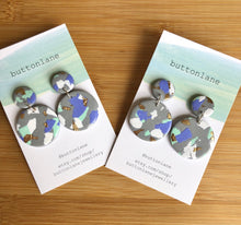 Load image into Gallery viewer, Purple, Mint Green, White and Gold Terrazzo on shimmering grey