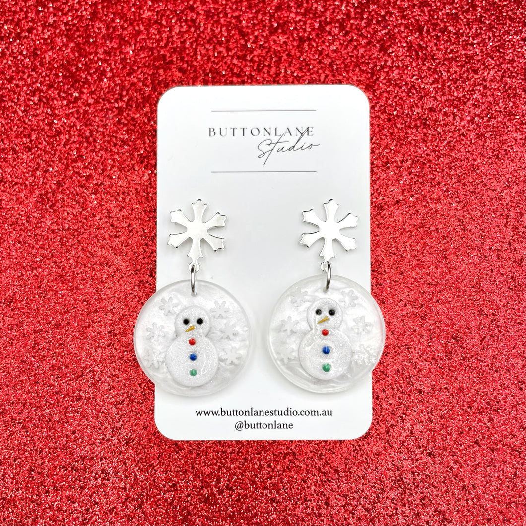 Christmas Snowman - Silver snowflake stud