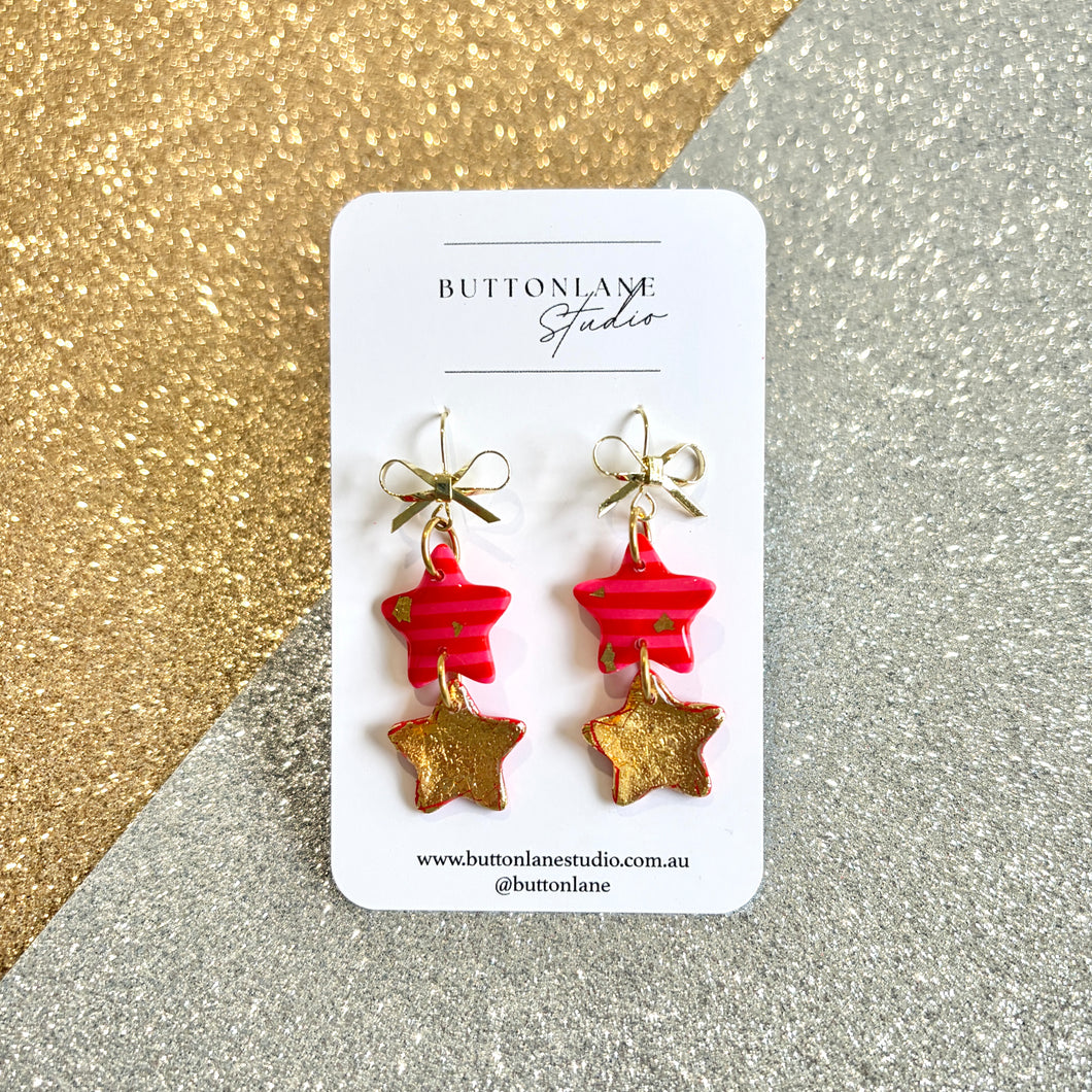 Pink/Red festive bow triple drop