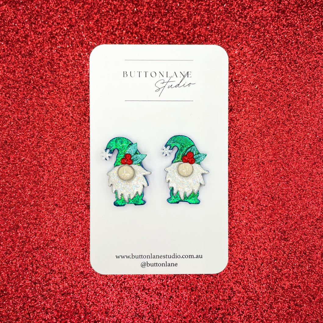 Christmas Gnome - Blue/Green Stud