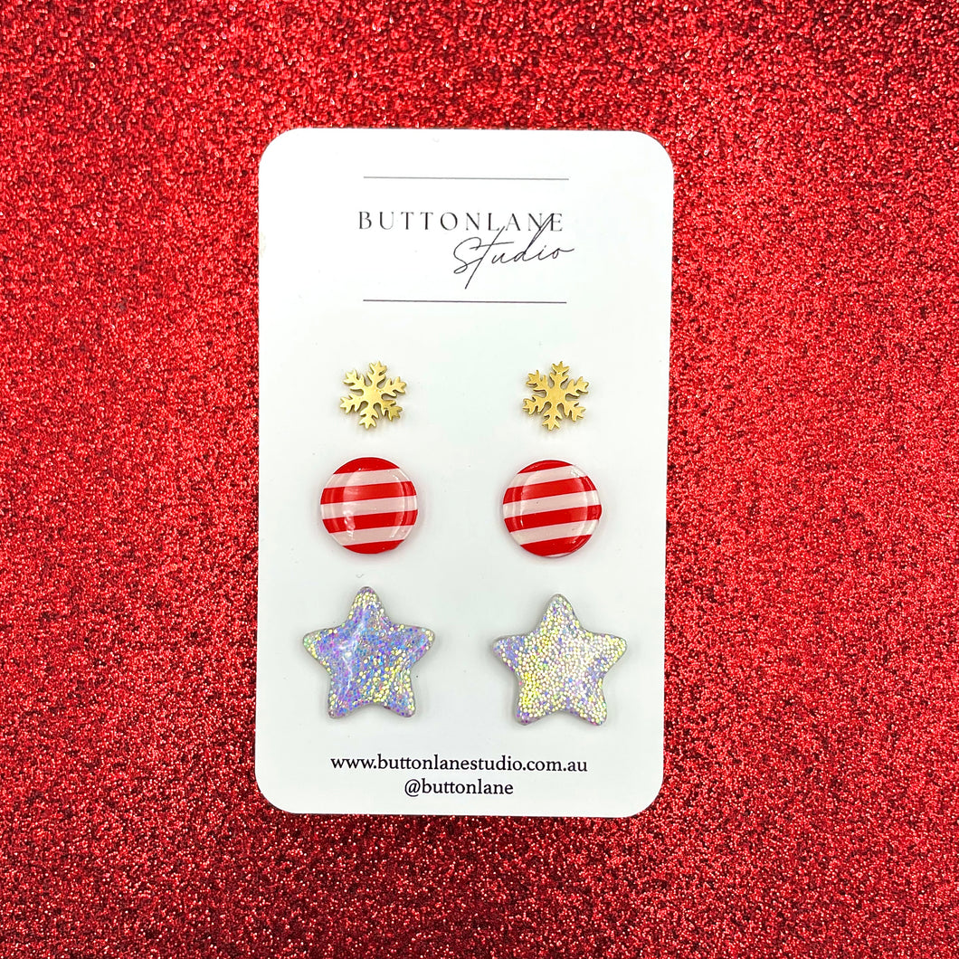 Christmas Trio stud pack - Snowflake