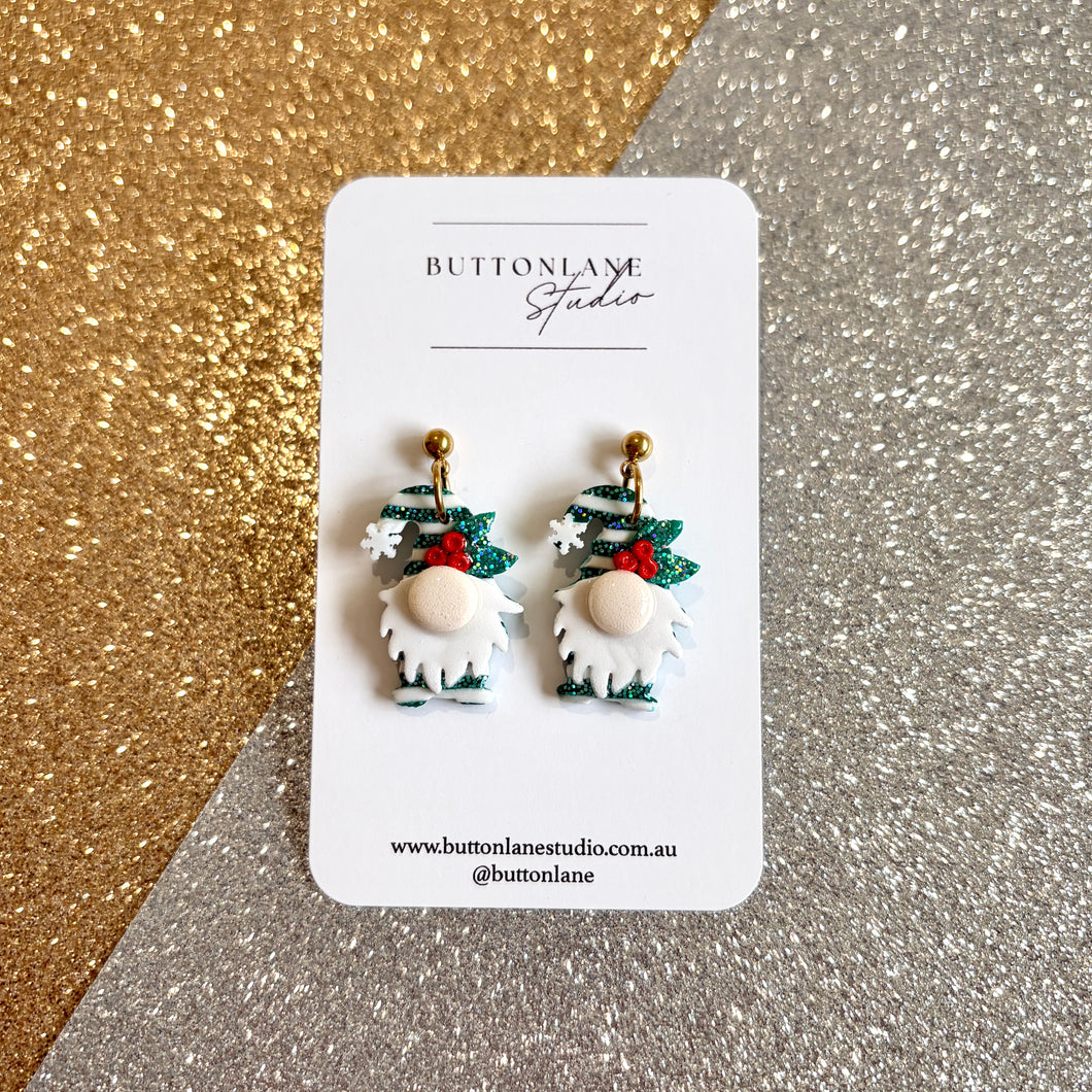 Christmas green glitter gnomes