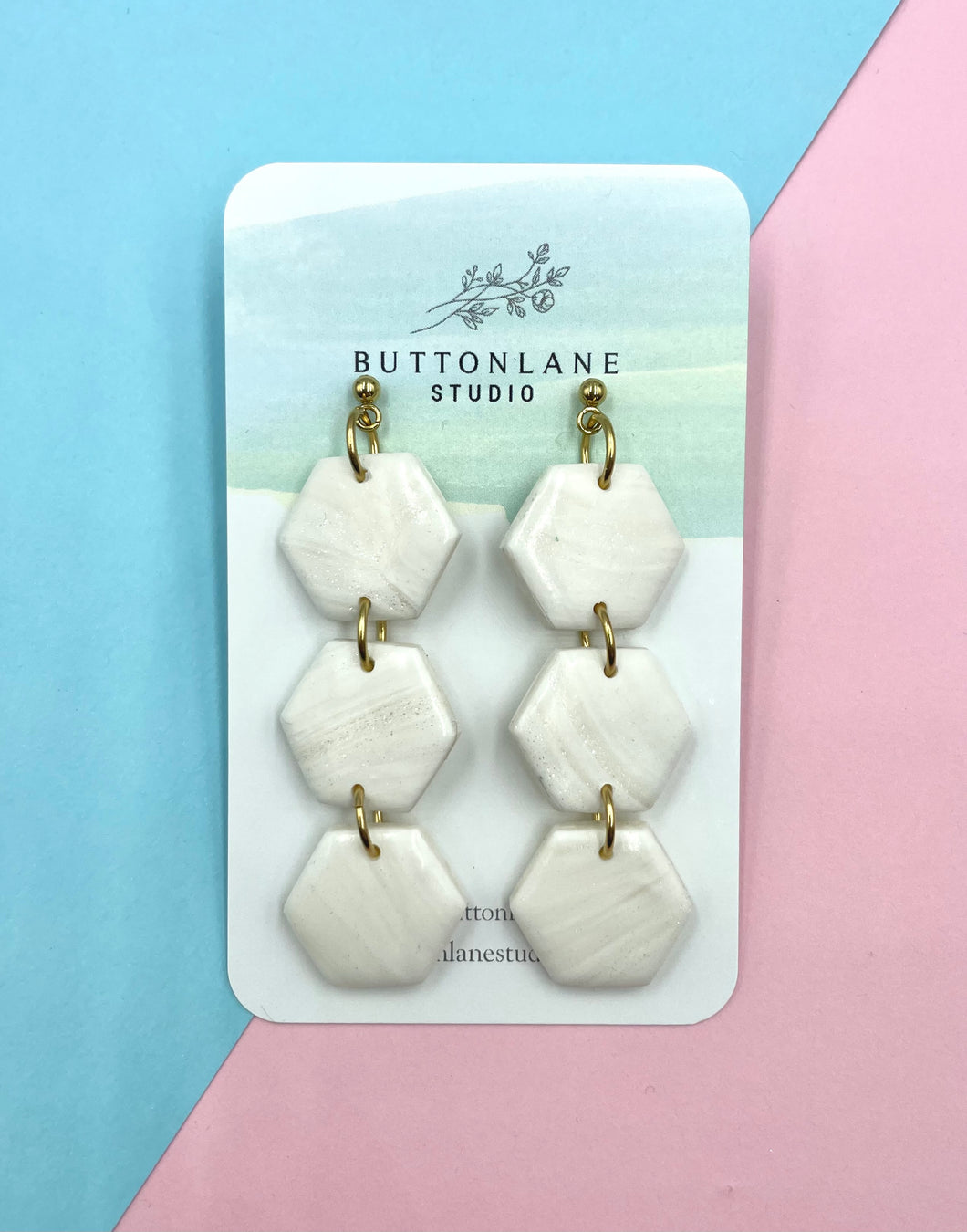 White Marble triple Hexagon drop